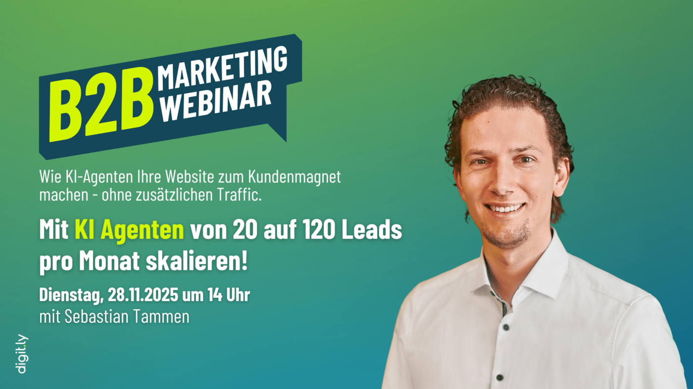 Webinar: Mit KI Agenten von 20 auf 120 Leads pro Monat skalieren | digit.ly Webinar: Mit KI Agenten von 20 auf 120 Leads pro Monat skalieren | digit.ly
