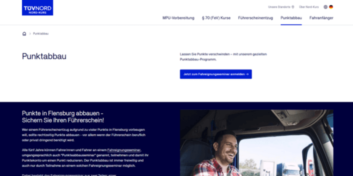 Lkw-Fahrer auf der Nord-Kurs Seite zum Punktabbau-Programm